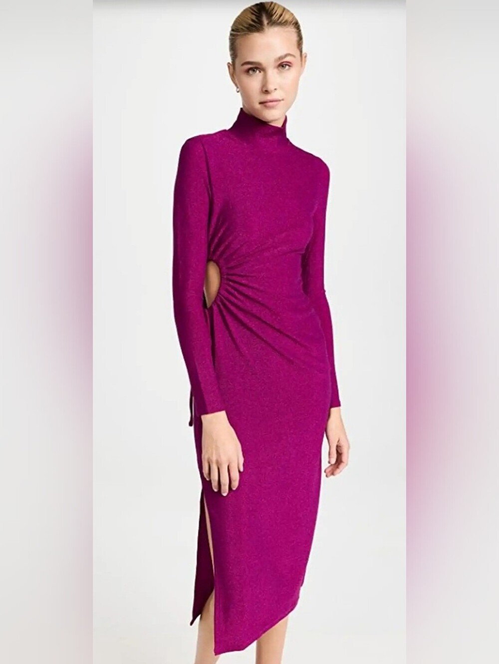 Wayf Magenta Cutout Midi Dress